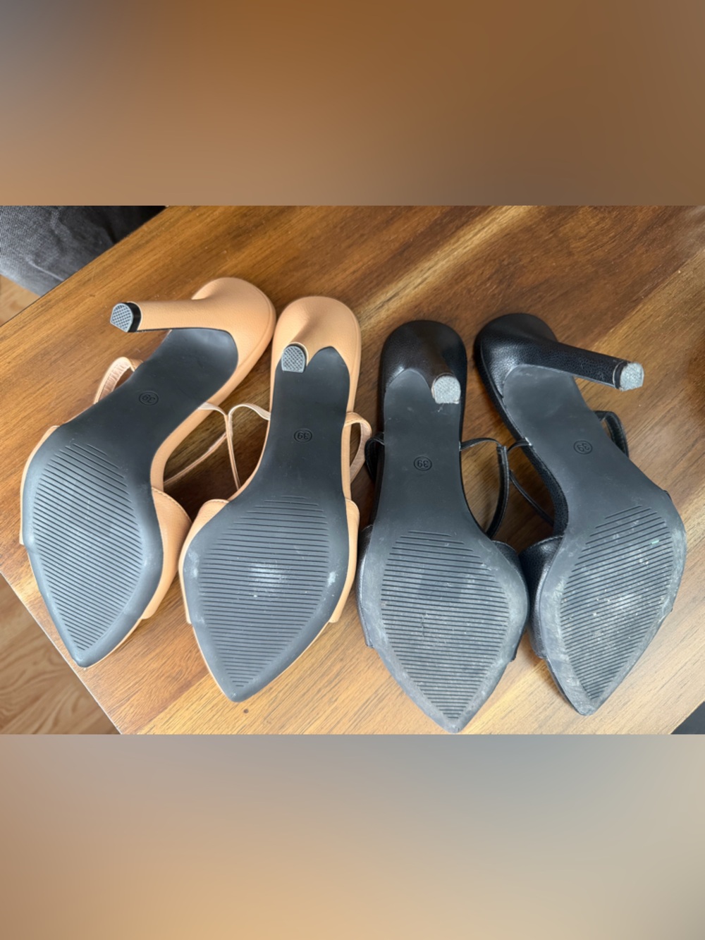 Bundle Both Pairs of Pointed Toe Slingback Heels in Black and Nude - Picture 7 of 11